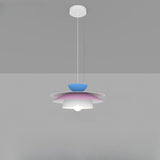 Modern Colorful Cascading Iron Layered Disc Pendant Light Image - 9