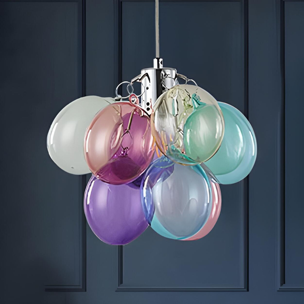 Modern Colorful Clear Glass Bubble Pendant Light Chandelier Image - 14