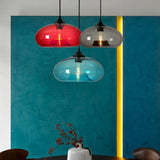 Modern Colorful Clear Glass Globe Pendant Light Image - 2