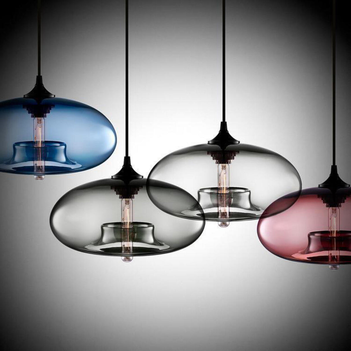 Modern Colorful Clear Glass Globe Pendant Light Image - 4