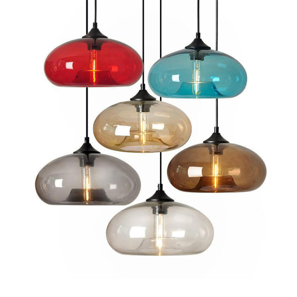 Modern Colorful Clear Glass Globe Pendant Light Image - 5