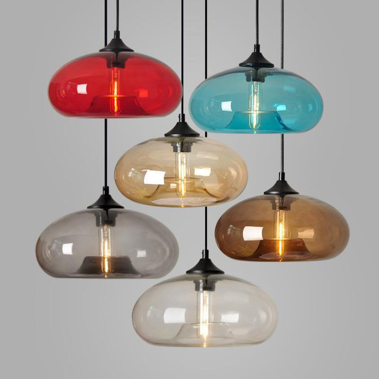 Modern Colorful Clear Glass Globe Pendant Light Image - 6