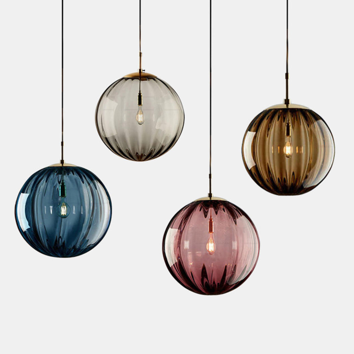 Modern Colorful Clear Glass Globe Pendant Lights Flexible Length Image - 10