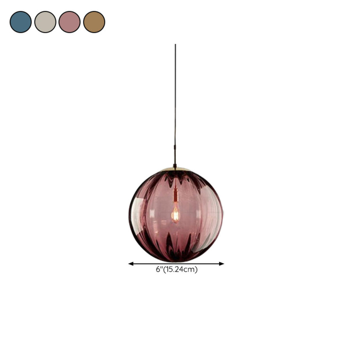 Modern Colorful Clear Glass Globe Pendant Lights Flexible Length 