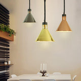 Modern Colorful Cone Metal Dining Room Pendant Light Image - 1