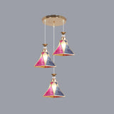 Modern Colorful Cone Round Dining Room Pendant Light Image - 1