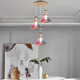 Modern Colorful Cone Round Dining Room Pendant Light Image - 8