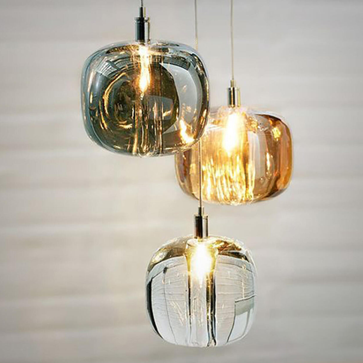 Modern Colorful Cube Mirrored Glass Pendant Light Image - 14