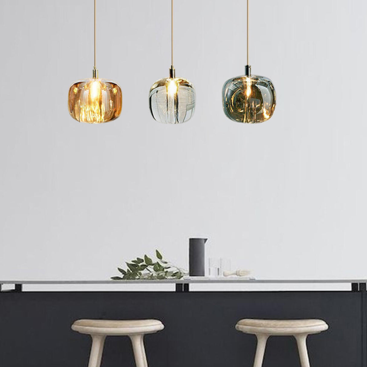 Modern Colorful Cube Mirrored Glass Pendant Light Image - 17