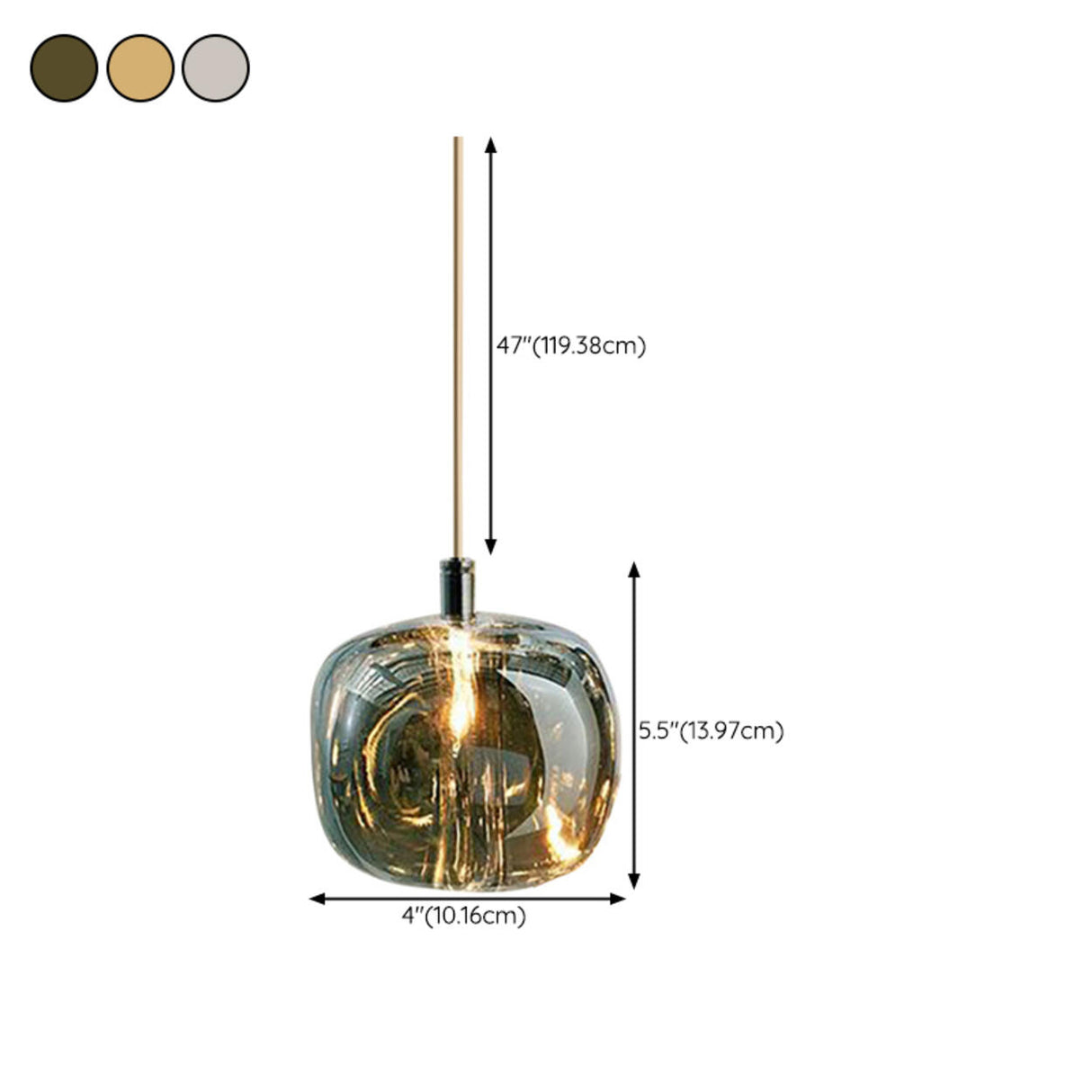 Modern Colorful Cube Mirrored Glass Pendant Light 