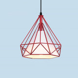 Modern Colorful Diamond Metal Cage Pendant Light Image - 10