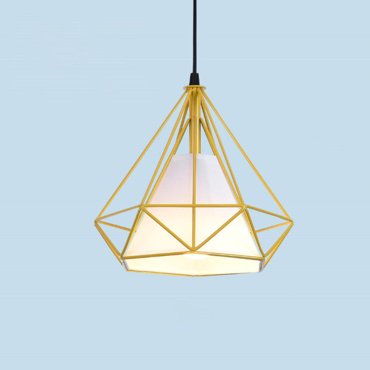 Modern Colorful Diamond Metal Cage Pendant Light Image - 11