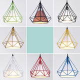 Modern Colorful Diamond Metal Cage Pendant Light Image - 15