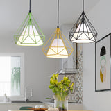 Modern Colorful Diamond Metal Cage Pendant Light Image - 2