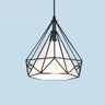 Modern Colorful Diamond Metal Cage Pendant Light Image - 4