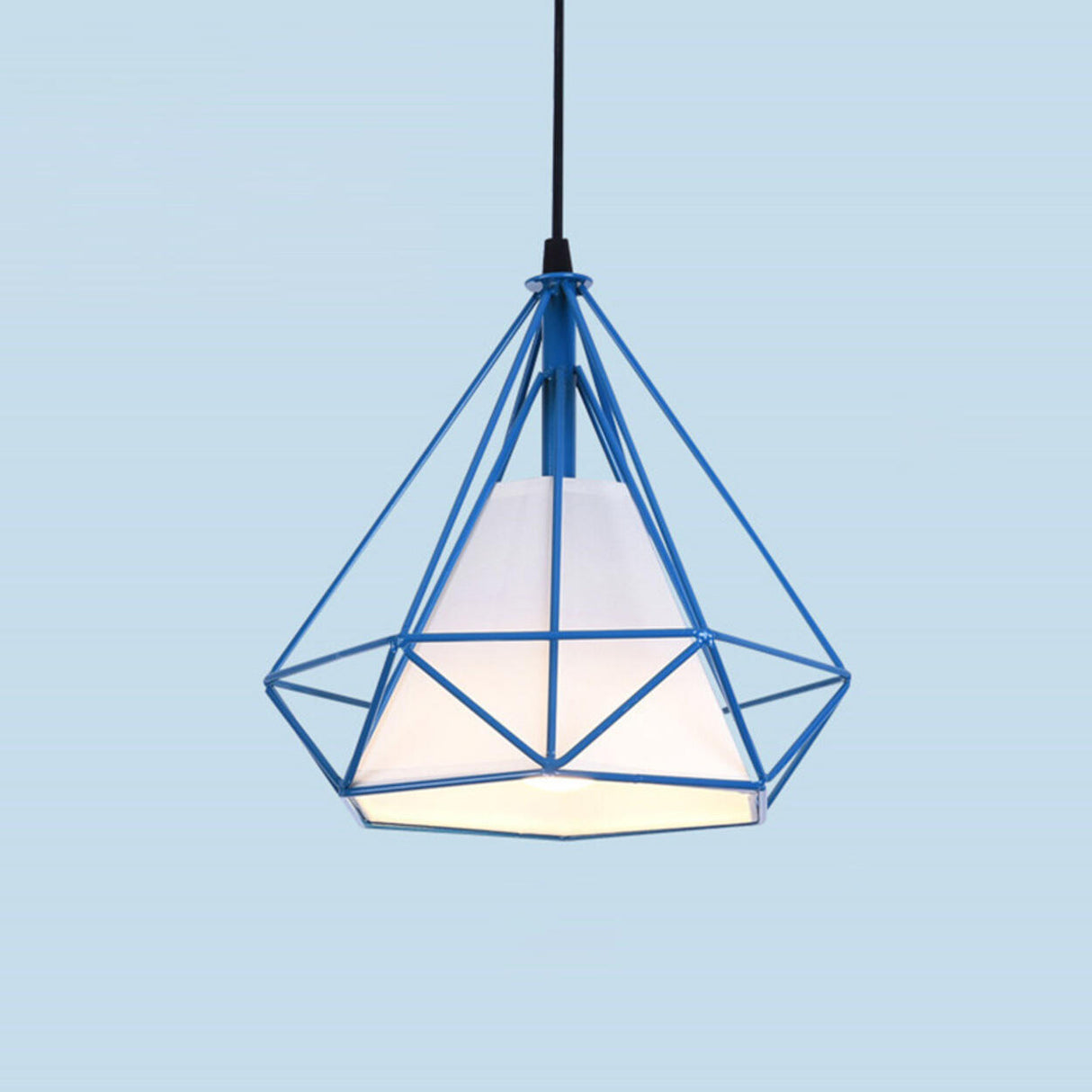 Modern Colorful Diamond Metal Cage Pendant Light Image - 6