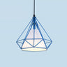 Modern Colorful Diamond Metal Cage Pendant Light Image - 6