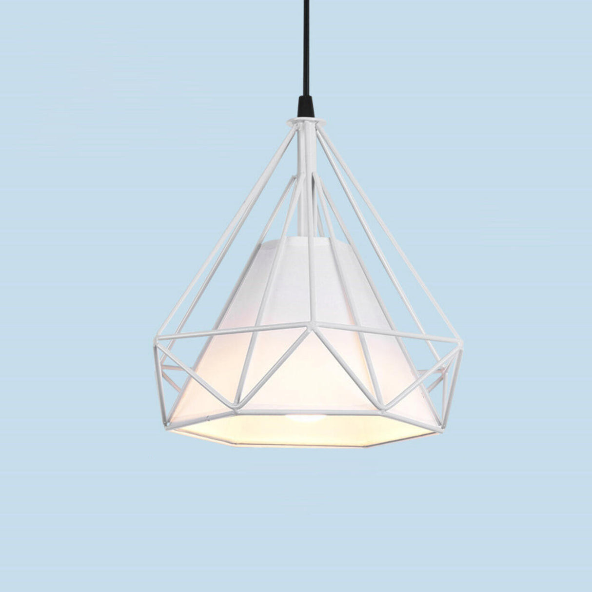 Modern Colorful Diamond Metal Cage Pendant Light Image - 8