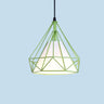 Modern Colorful Diamond Metal Cage Pendant Light Image - 9