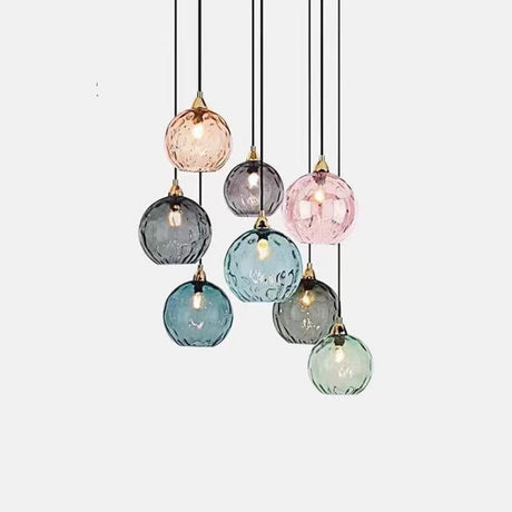 Modern Colorful Glass Globe Ball Cluster Pendant Light Image - 4