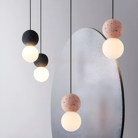 Modern Colorful Globe Glass Stone Pendant Lights Image - 1