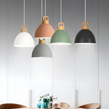 Modern Colorful Metal Dome Dining Room Pendant Light Image - 3