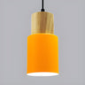 Modern Colorful Metal Wooden Cylinder Pendant LIght Image - 10