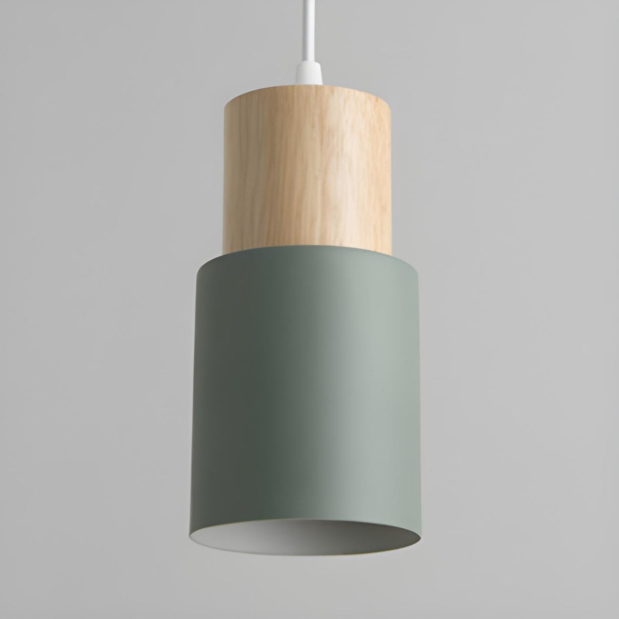 Modern Colorful Metal Wooden Cylinder Pendant LIght Image - 12