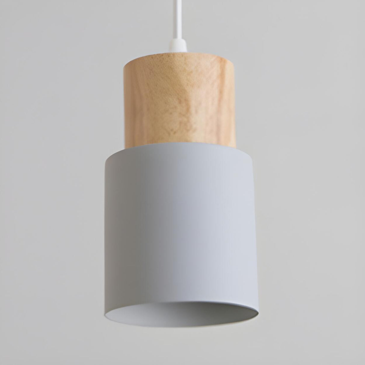 Modern Colorful Metal Wooden Cylinder Pendant LIght Image - 7