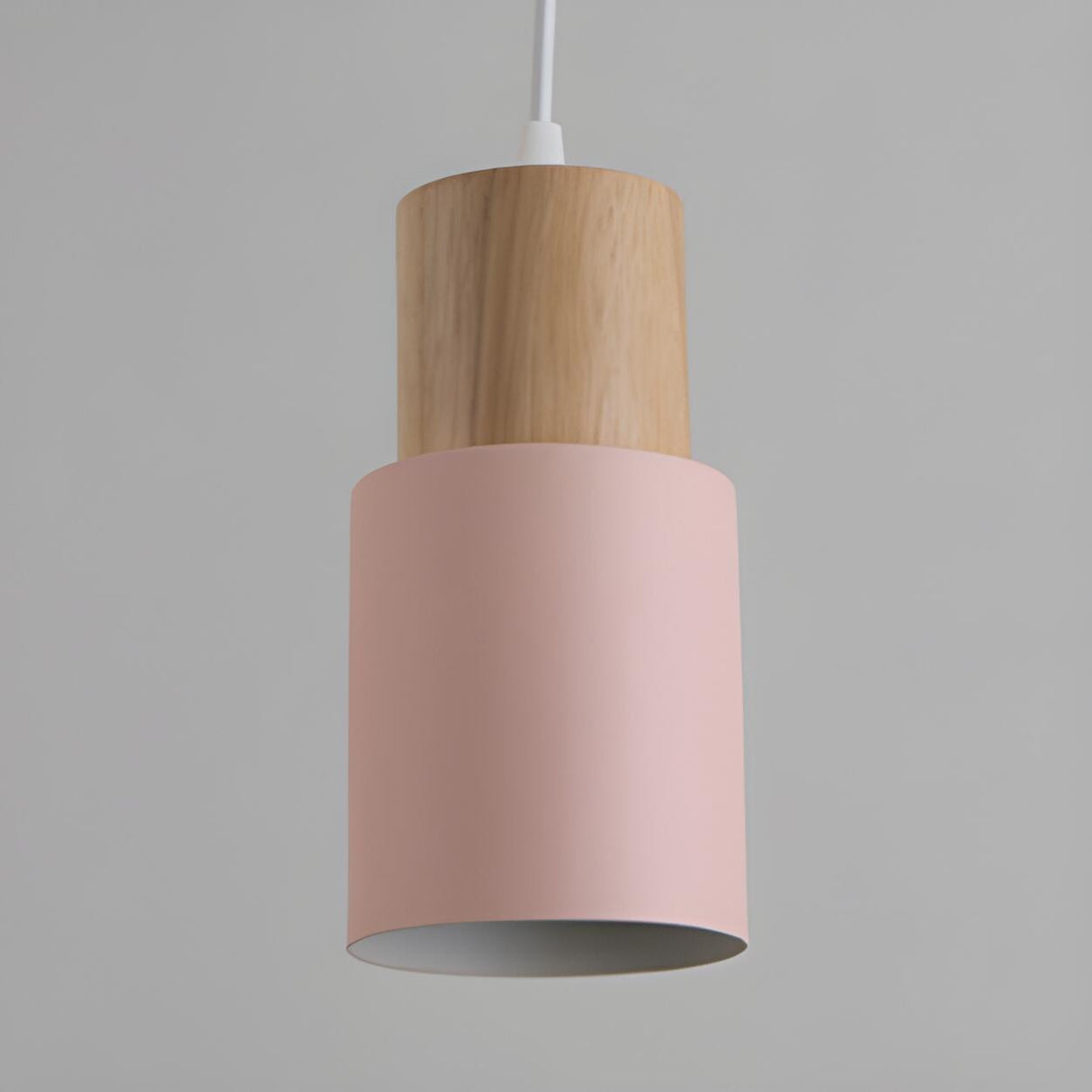 Modern Colorful Metal Wooden Cylinder Pendant LIght Image - 9