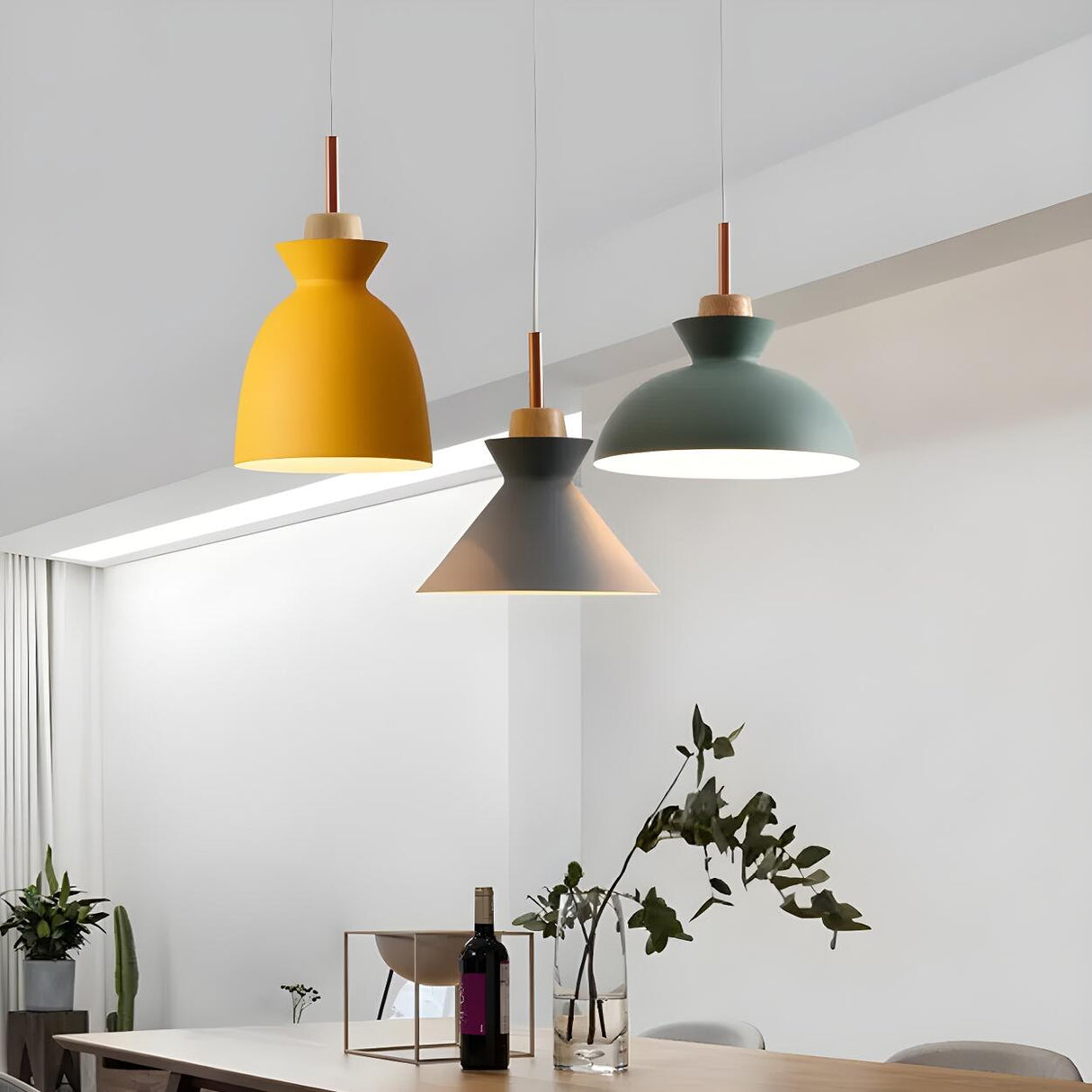 Modern Colorful Mini Metal Bell Pendant Light Set Image - 3