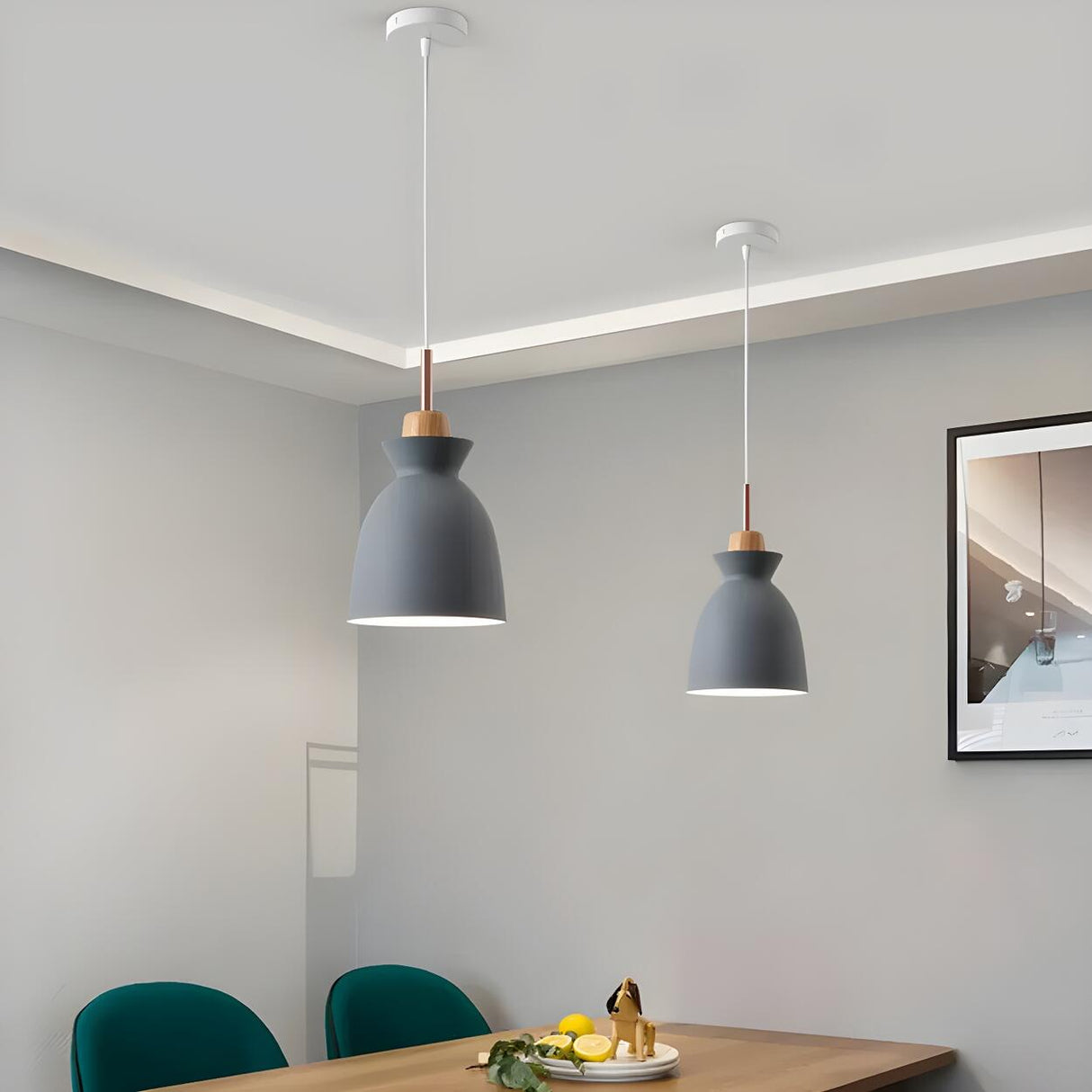 Modern Colorful Mini Metal Bell Pendant Light Set Image - 6