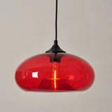 Modern Colorful Oval Drum Clear Glass Pendant Light Image - 12