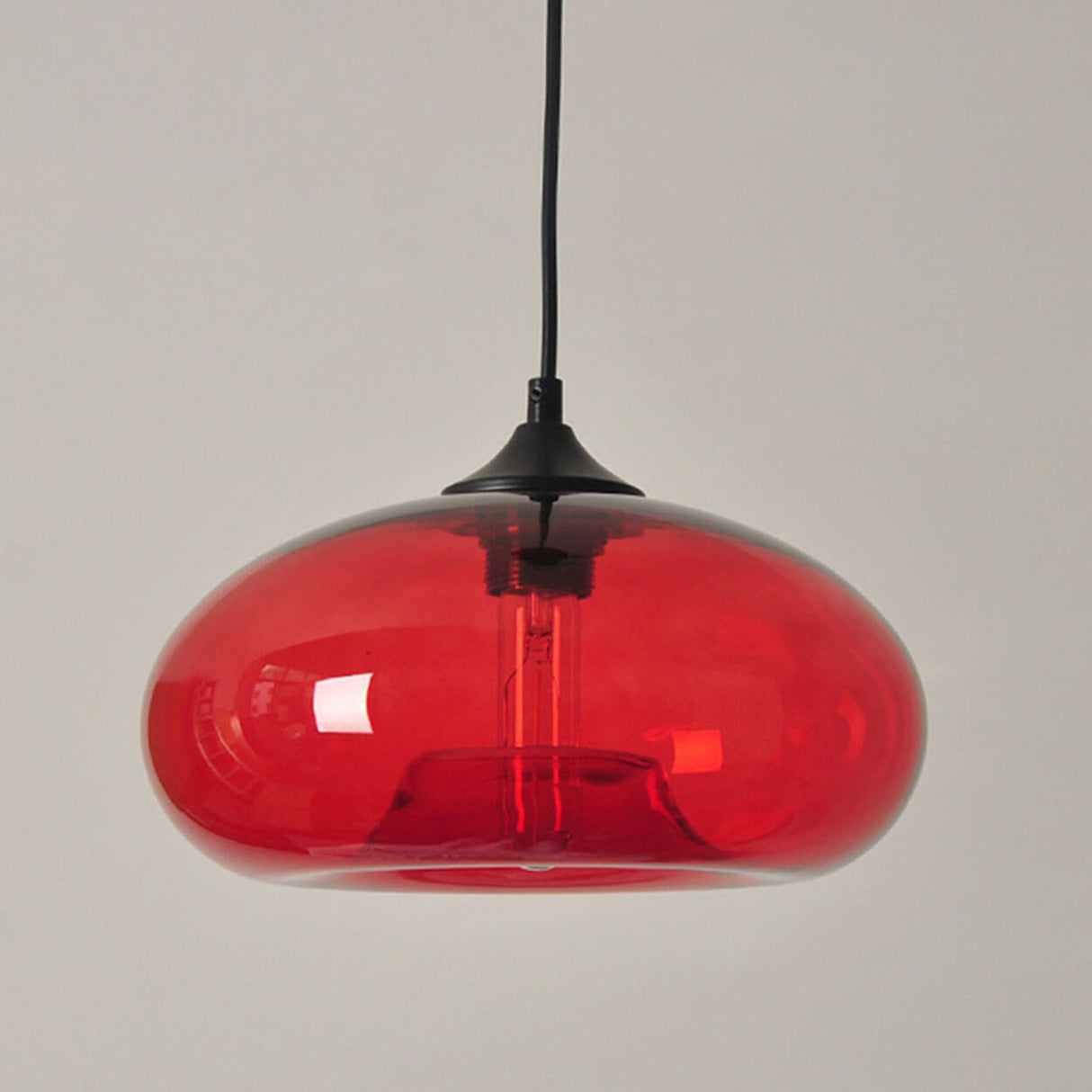 Modern Colorful Oval Drum Clear Glass Pendant Light Image - 13