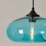 Modern Colorful Oval Drum Clear Glass Pendant Light Image - 16