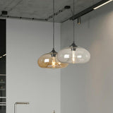 Modern Colorful Oval Drum Clear Glass Pendant Light Image - 18