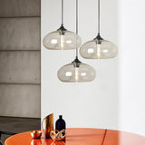 Modern Colorful Oval Drum Clear Glass Pendant Light Image - 5