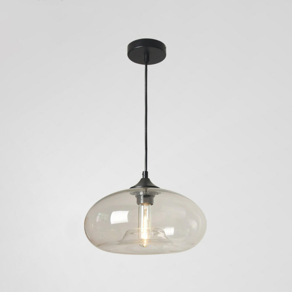 Modern Colorful Oval Drum Clear Glass Pendant Light Image - 6