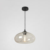 Modern Colorful Oval Drum Clear Glass Pendant Light Image - 6