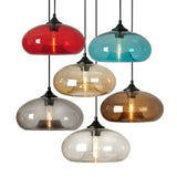 Modern Colorful Oval Drum Clear Glass Pendant Light Image - 8