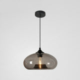 Modern Colorful Oval Drum Clear Glass Pendant Light Image - 9