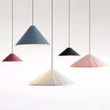 Modern Colorful Pleated Resin Cone LED Pendant Light Image - 10