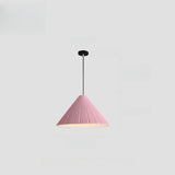 Modern Colorful Pleated Resin Cone LED Pendant Light Image - 14