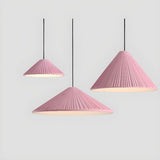 Modern Colorful Pleated Resin Cone LED Pendant Light Image - 20