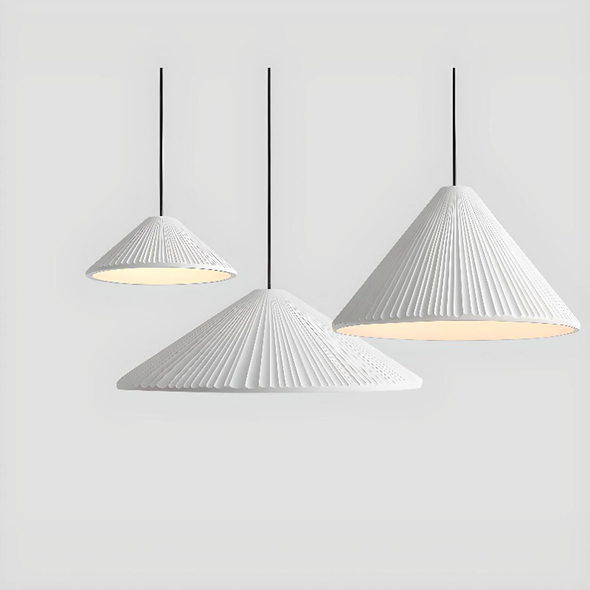 Modern Colorful Pleated Resin Cone LED Pendant Light Image - 21