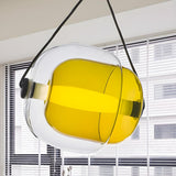 Modern Colorful Transparent Glass Orb Yellow Pendant Light Image - 1