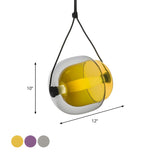 Modern Colorful Transparent Glass Orb Yellow Pendant Light #size