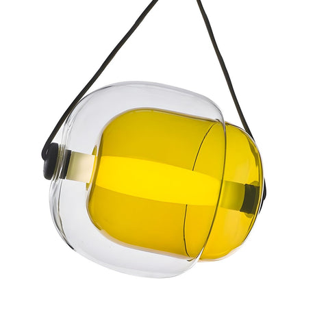 Modern Colorful Transparent Glass Orb Yellow Pendant Light Image - 2