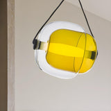 Modern Colorful Transparent Glass Orb Yellow Pendant Light Image - 3