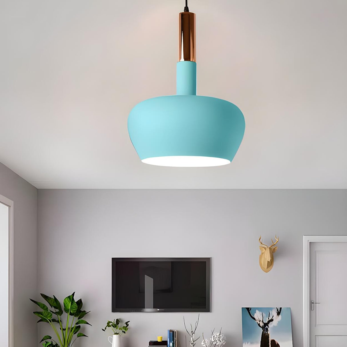 Modern Colorful Wine Glass Metal Dining Room Pendant Light Image - 5